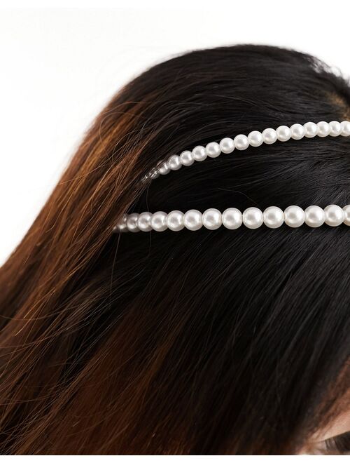 ASOS DESIGN headband with multirow pearl design