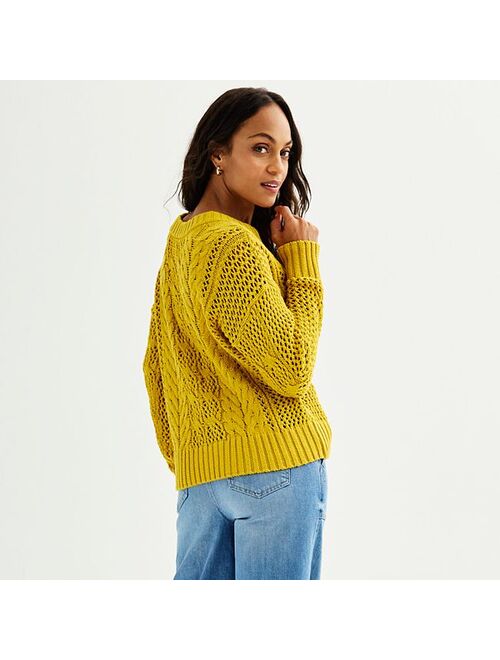 Women's Sonoma Goods For Life Boatneck Crochet Sweater