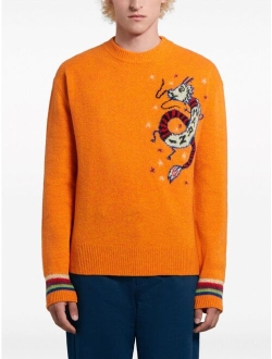 intarsia-knit wool blend jumper