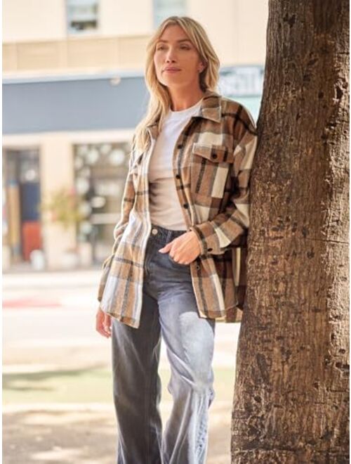 AUTOMET Womens Flannel Plaid Shackets Jackets 2024 Long Sleeve Shirts Tops Fashion Corduroy Winter Clothes With Pockets