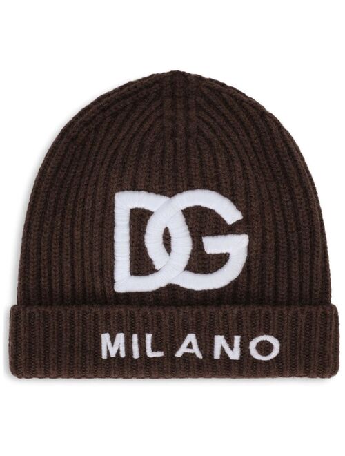 Dolce & Gabbana Kids raised-logo ribbed beanie