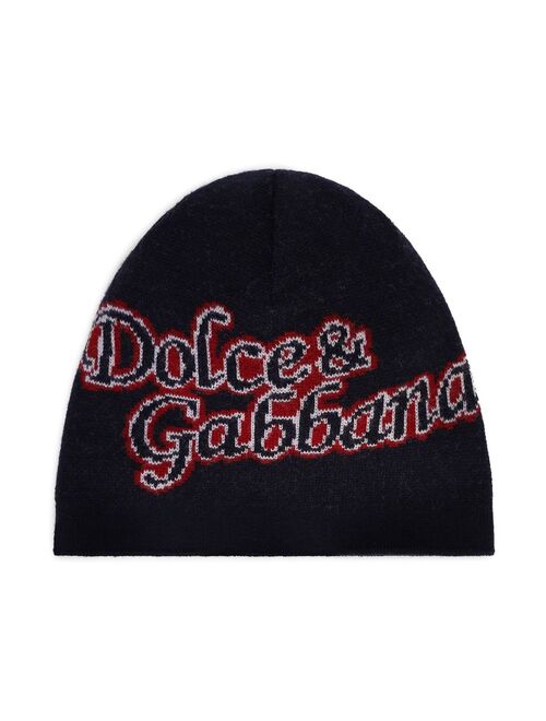 Dolce & Gabbana Kids logo-print virgin-wool beanie
