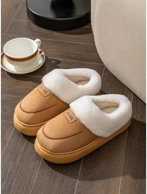 Shein Men's Simple Fur Slippers, Ultra-light, Non-slip, Thick-soled, Suitable For Home And Outdoor Wear, Fashionable And Versatile Slippers For Autumn And Winter