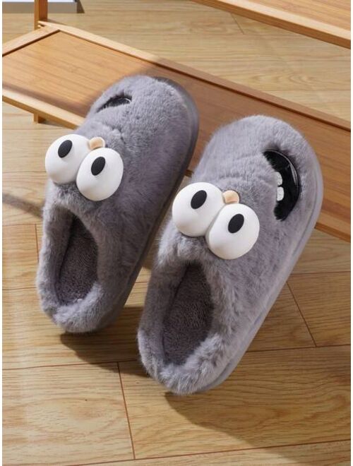 Shein Men's Fashionable And Cute Cartoon Dog Pattern Slippers For Outdoor Wearing In Autumn And Winter, Anti-slip Home Indoor Slippers