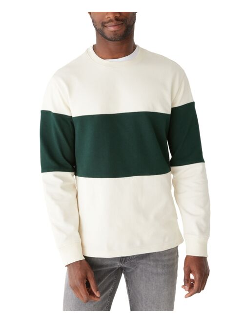 FRANK AND OAK Men's Relaxed Fit Long Sleeve Rugby Stripe Crewneck Sweater