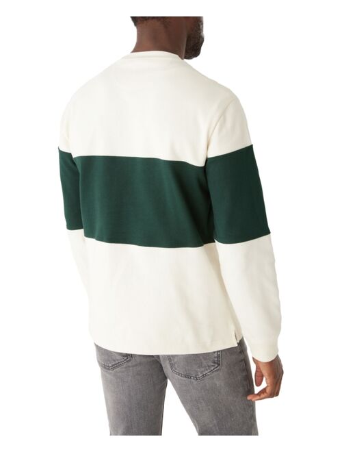 FRANK AND OAK Men's Relaxed Fit Long Sleeve Rugby Stripe Crewneck Sweater