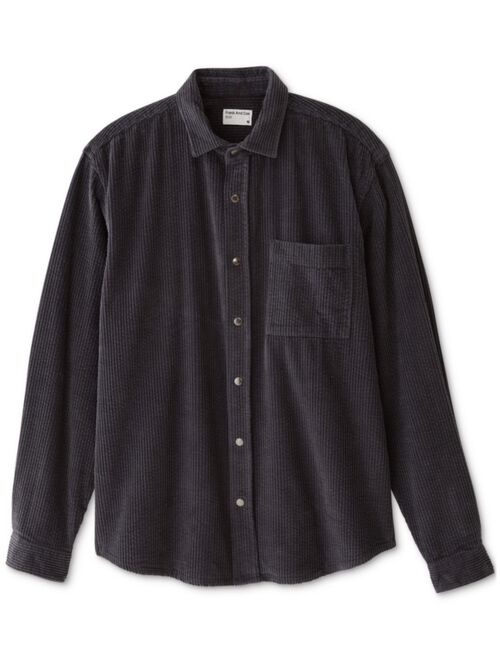 FRANK AND OAK Men's Relaxed Fit Long Sleeve Snap-Front Soft Corduroy Shirt