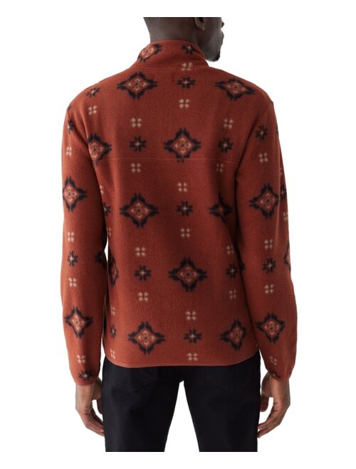 FRANK AND OAK Men's Relaxed Fit Half-Zip Long Sleeve Geo Pattern Sweatshirt