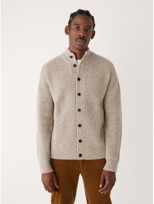 FRANK AND OAK Men's The Donegal Relaxed Fit Button-Front Ribbed Sweater