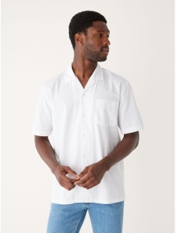 Men's Solid-Color Short-Sleeve Camp Shirt