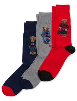 Men's 3-Pk. Holiday Variety Bears Crew Socks Giftbox Set