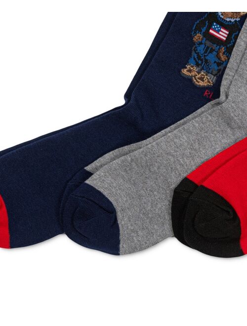 POLO RALPH LAUREN Men's 3-Pk. Holiday Variety Bears Crew Socks Giftbox Set