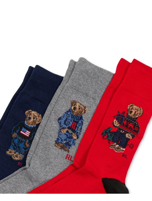 POLO RALPH LAUREN Men's 3-Pk. Holiday Variety Bears Crew Socks Giftbox Set