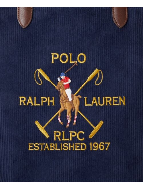 POLO RALPH LAUREN Men's Crest Leather-Trim Corduroy Tote