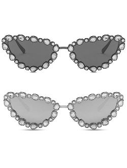 Mincl Full Crystal Shiny Cat Eye Sunglasses For Women Vintage Fashion Luxury Rhinestone Sun Glasses Female Elegant Shades