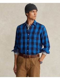 Men's Classic-Fit Cotton Checked Double-Faced Shirt