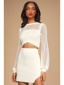 Double the Delight Ivory Knit Two-Piece Mini Sweater Dress