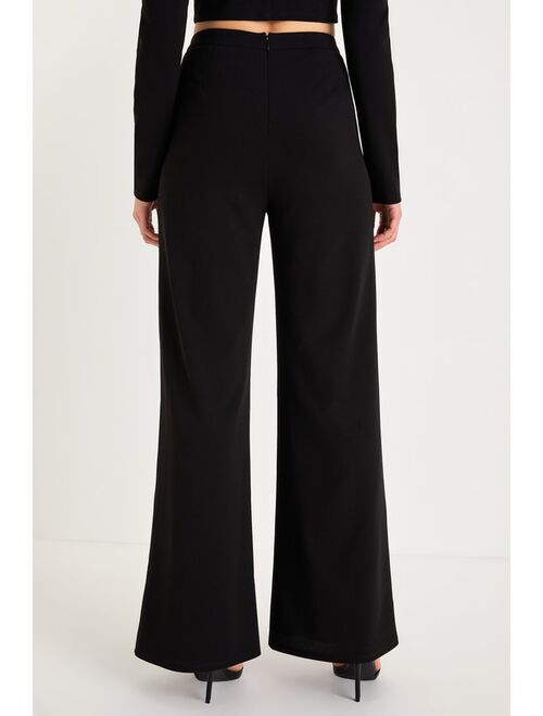 Lulus Chic Enticement Black Mock Neck Wide-Leg Two-Piece Jumpsuit