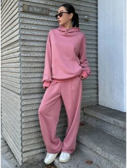 Star Women's Solid Color Hoodie And Pants Set