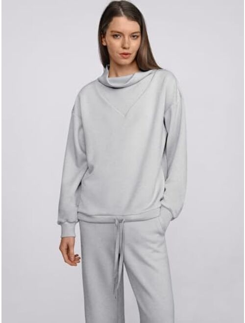Caracilia Womens 2 Piece Outfits Sweatsuit Oversized Sweatshirt & Lounge Sweatpants Tracksuit Set Winter 2023 Fashion Clothes