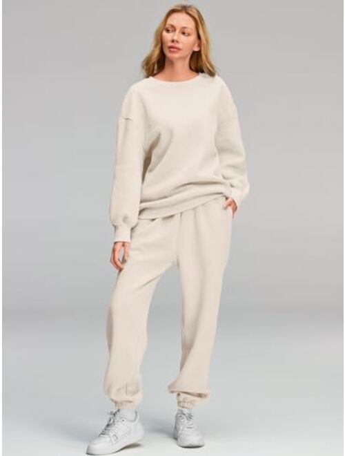 AUTOMET Womens 2 Piece Outfits Sweatsuit Oversized Sweatshirt Lounge Sets Baggy Sweatpants Fall Fashion with Pockets