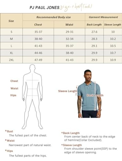 PJ PAUL JONES Men's Knit Polo Shirt Short Sleeve Casual Solid Golf Shirts with Pocket