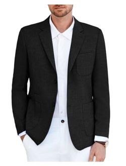 Mens Casual Suit Jacket Blazer Lightweight Sport Coat Slim Fit Jacket for Men Two Button