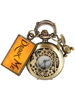 Tiong Nostalgia Movie Theme Design Alloy Quartz Pocket Watch with Chain Necklace Pendant & Gift Box