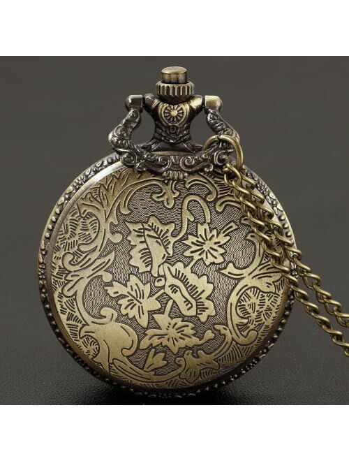 Tiong Pocket Watch Hollow Tree of Life Design Roman Numerals Quartz Pocket Watches with Chain Christmas Graduation Birthday Gifts
