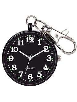 FUNGORGT Minimalist Ultra Thin Open Face Quartz Pocket Watch with Key Buckle Unisex Portable Unisex Pocket Watch