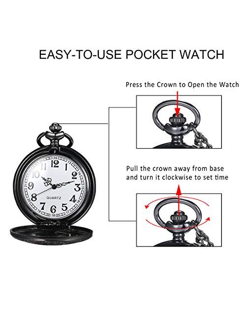 JewelryWe Retro Bronze Flower Openwork Cover Quartz Pocket Watch with 32.3 Inch Chain for Valentines Day