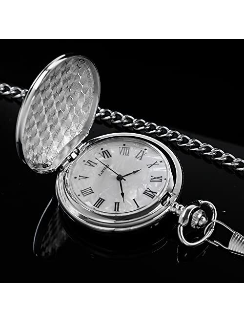 Alwesam Smooth Quartz Pocket Watch Roman/Arabic Numerals for Birthdays Xmas Best Gifts