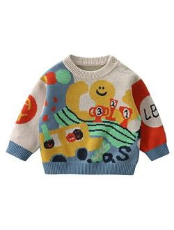 LABISHU Toddler Boys Crewneck Pullover Sweater Kids Children Winter Casual Warm Pull On Knitted Tops