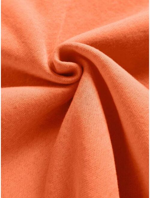 Shein Young Girl Figure & Letter Graphic Drop Shoulder Hoodie