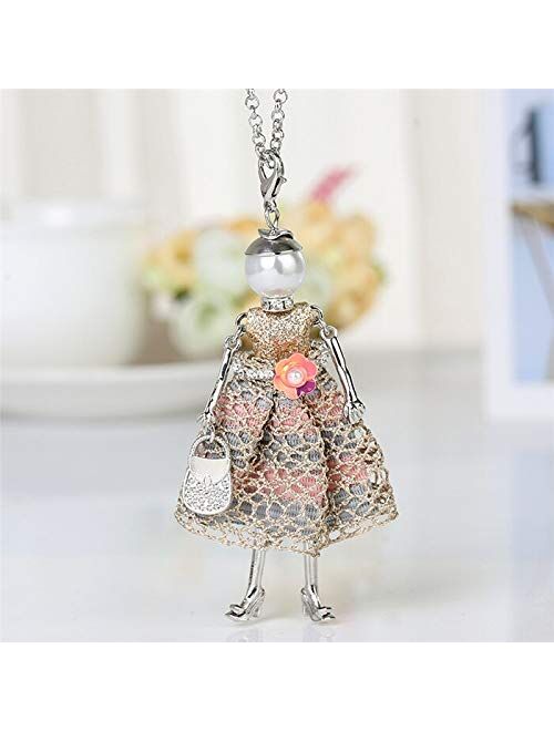 Generic Custom Handmade Statement French Doll Necklaces Maxi Long Chain Pendant Alloy Bohemian Choker Girls Women Accessories