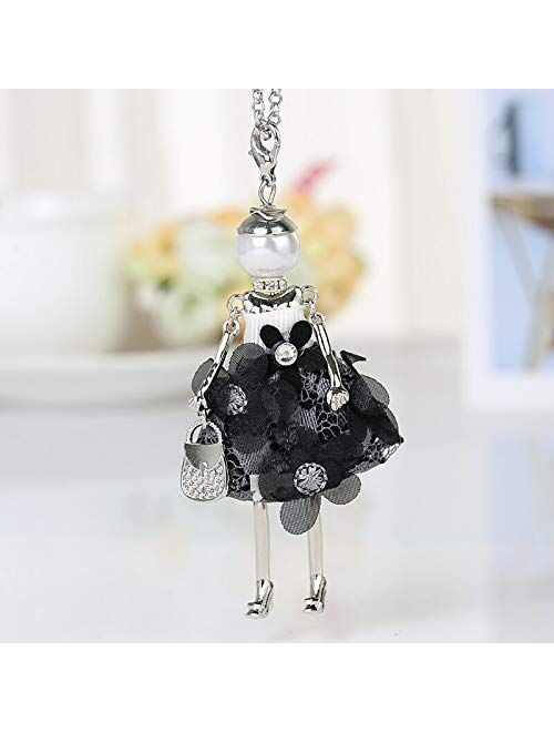 Generic Handmade Statement French Doll Necklaces Maxi Long Chain Pendant Alloy Bohemian Choker Girls Women Accessories