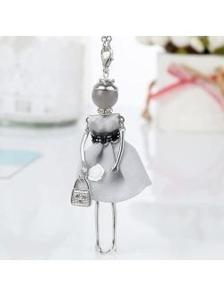 Generic Statement Cute Doll Necklace Dress Handmade French Doll Pendant Alloy Girl Women Flower Fashion Jewelry