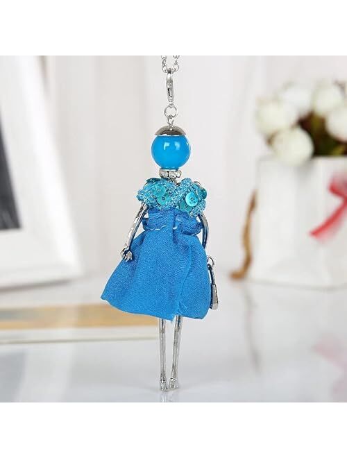 Generic Statement Cute Doll Necklace Dress Handmade French Doll Pendant Alloy Girl Women Flower Fashion Jewelry