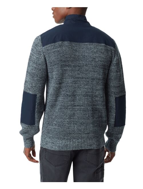 BASS OUTDOOR Men's Quarter-Zip Long Sleeve Pullover Patch Sweater