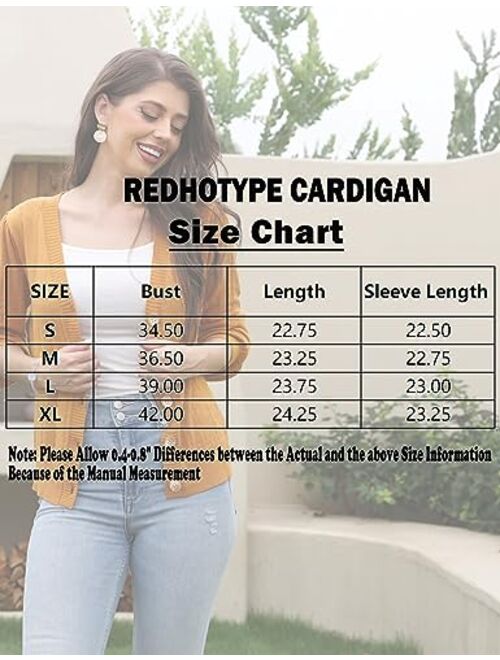 REDHOTYPE Women's Cardigans Button Down V Neck Casual Sweater Open Front Cardigan Sweaters