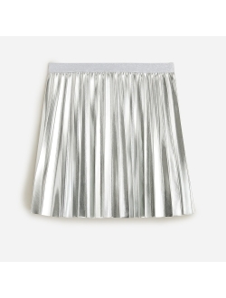 Girls' pleated pull-on skirt in metallic