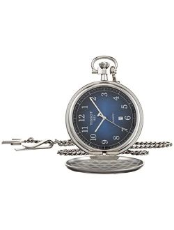 Unisex-Adult Savonette 316L Stainless Steel case Quartz Pocket Watch, Grey, Stainles Steel (T8624101904200)
