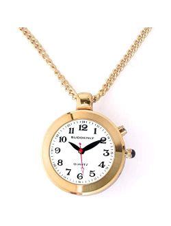 N/D Women's Talking Watches Gold Pendant Watch for Seniors Visually Impaired Loud Sound Alarm Clock