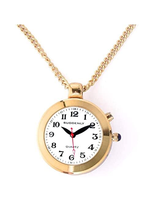 N/D Women's Talking Watches Gold Pendant Watch for Seniors Visually Impaired Loud Sound Alarm Clock