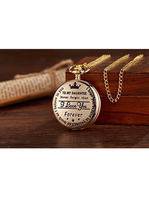 GORBEN Pocket Watches to My Daughter Forever Gifts for Son from Mom Dad for Christmas Birthday Graduation