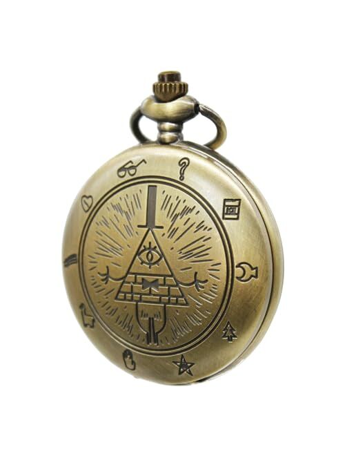 SIMAOTE Vintage Pocket Watch, Gravity Falls - Bill Cipher Pocket Watch with Chain for Men Women