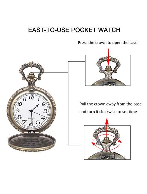 JewelryWe Nightmare Christmas Pocket Watch, Vintage Novelty Skull Skeleton Quartz Pocket Watch Necklace for Christmas