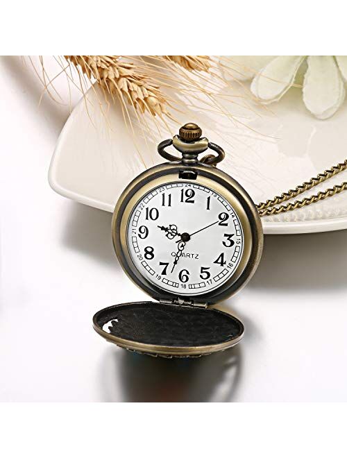 JewelryWe Vintage Pocket Watch Cool Gear Steampunk Retro Pendant Necklace Watch for Men Women for Valentines Day