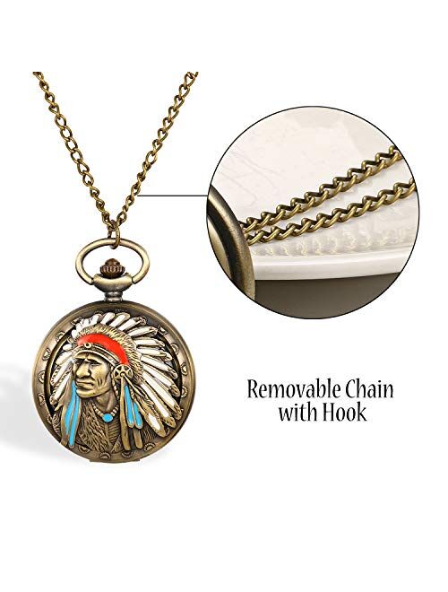 JewelryWe Vintage Pocket Watch Cool Gear Steampunk Retro Pendant Necklace Watch for Men Women for Valentines Day