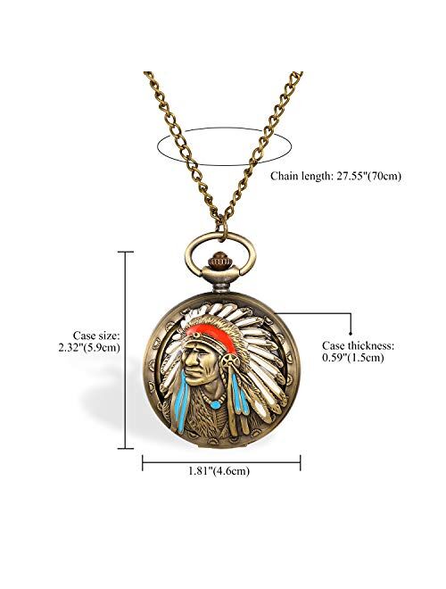 JewelryWe Vintage Pocket Watch Cool Gear Steampunk Retro Pendant Necklace Watch for Men Women for Valentines Day